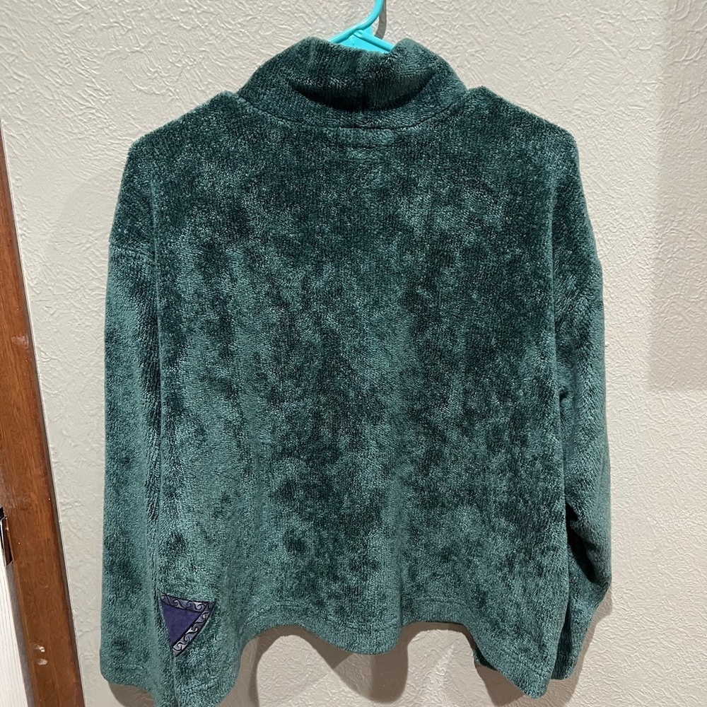 Vintage Elegant Green Cowl Neck Sweater Red Rover EUC size M Purple Detail USA - Picture 4 of 5
